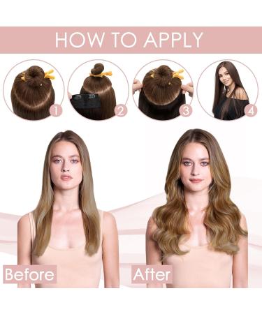 Remy Clip in Human Hair Extensions (#02 Dark Brown 14"-45 grams) One Piece Real Hair Extension Clip in 3/4 Full Head - Buy Online on SooperMarket.com