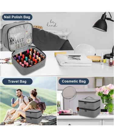 Movstriker Nail Polish Organiser Bag Double Layer Nail Varnish Storage Holds 30 Bottles and A Nail Lamp Traveling Nail Polish Storage Case Portable Nail Lipstick Beauty Tools Box(Grey) - Buy Online on SooperMarket.com
