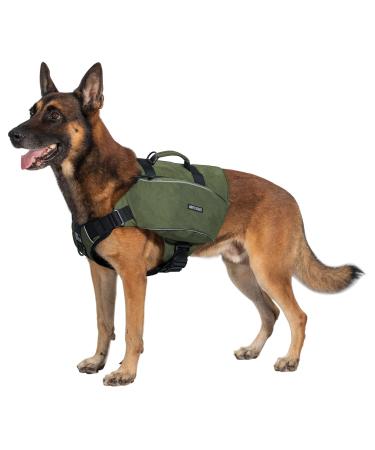 OneTigris CAMELUS Dog Backpack Tear Camping Hiking Dog Backpack for M/L Size Dogs (L Ranger Green) L Ranger Green