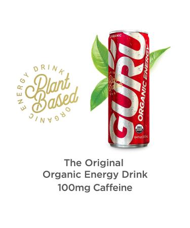 GURU | Original Plant-Based Energy Drink | Recharge with Good Energy from Green Tea | Natural & Organic Ingredients | Healthy Energy drinks to Help Stay Focused | Refreshing Taste | 8.4oz (Pack of 24) - Buy Online on SooperMarket.com