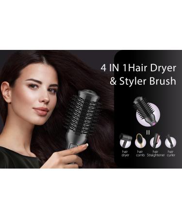 2-in-1 Hot Air Hair Dryer Brush Styler | Ceramic Titanium Barrel | Anti-Frizz | Grey-Purple - Buy Online on SooperMarket.com