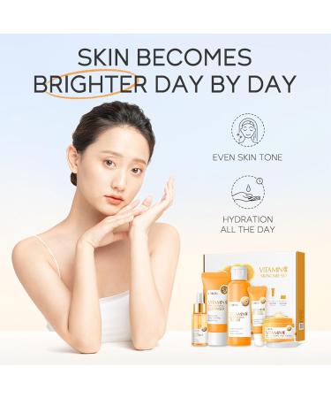 Skincare Gift Set for Teenage Girls - 5 Piece Vitamin C Travel Size Kit with Cleanser Toner Serum Eye Cream & Face Cream - Buy Online on SooperMarket.com