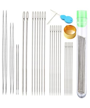 Y-Axis 26 Pcs Assorted Beading Needles Including 6 Pcs Big Eye Beading Needles + 20 Pcs Long Straight Beading Thread Needles with Needle Bottle