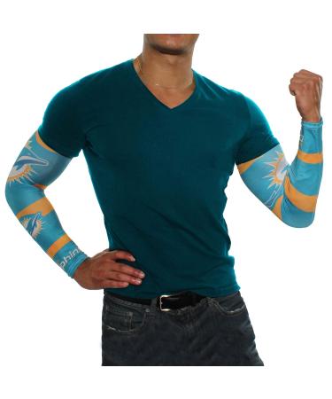 Littlearth NFL Game Day Strong Arms, Set of 2 - Tattoo Sleeves - Costume, , Miami Dolphins 17 wrist to bicep Team Color