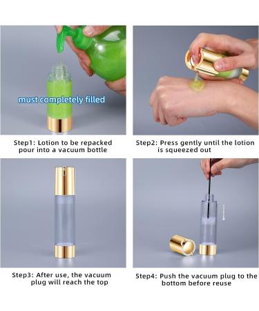 UMETASS 1oz Gold Airless Pump Bottles - Set of 6 for Cosmetics and Toiletries Refill - 3pcs Shampoo Bottles Included - Buy Online on SooperMarket.com