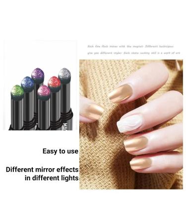 6pcs Double Head Air Cushion Pen & 12 Colors Chrome Nail Powder Kit - Holographic Mirror Effect Nail Polish | Acrylic Nail Powder - Buy Online on SooperMarket.com