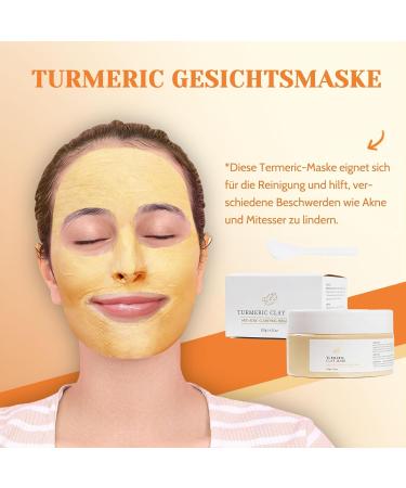 Face Mask - Turmeric Vitamin C Mask - Clay Mask Face for Cleanses Acne and Dark Spots Pores Reducing Face Masks Beauty 120 g - Buy Online on SooperMarket.com