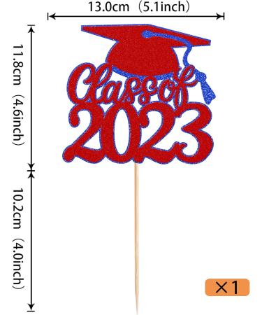 Rsstarxi 1 Pack Congrats Class of 2023 Cake Topper Glitter Class of 2023 Grad Cap Cake Pick Decoration for High School College 2023 Graduation Theme Party Cake Decorations Red Style 8 Red - Buy Online on SooperMarket.com
