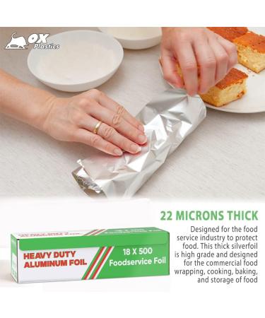 Ox Plastics Freedom Aluminum Foil Wrap | Heavy-Duty 22 Microns 18x500 Ft | Commercial Grade for Food Service | Ideal for Cooking, Roasting, Baking, BBQ & Parties | 1 Pack - Buy Online on SooperMarket.com