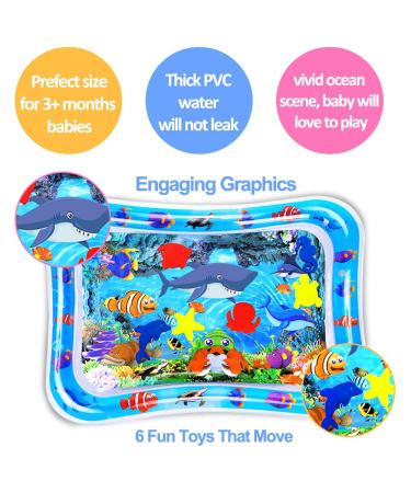 Tummy Time Water Mat for Babies | Inflatable Play Mat for Newborns | Early Activity Center for 3-9 Months | Shark Design - Buy Online on SooperMarket.com