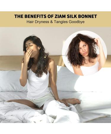 ZIMASILK 22 Momme 100% Mulberry Silk Sleep Cap for Women - Beige Silk Hair Wrap Bonnet - Buy Online on SooperMarket.com