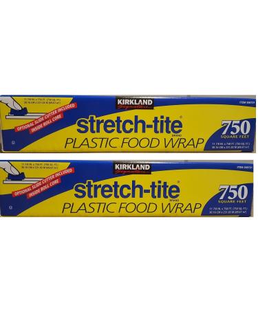 Kirkland Signature Stretch Tite Plastic Food Wrap PMYknx, 2 Packs (750 Sq ft Food Wrap)