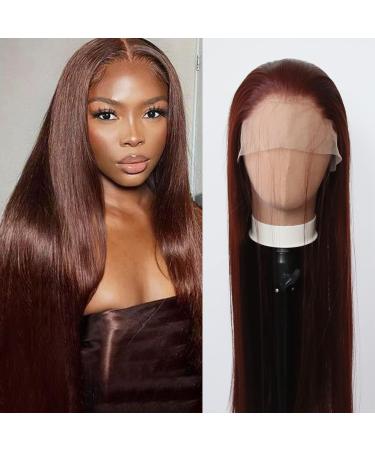 Long Straight Reddish Brown Lace Front Wig - Heat Resistant Synthetic Hair for Black Women - Cosplay and Daily Wear - Buy Online on SooperMarket.com