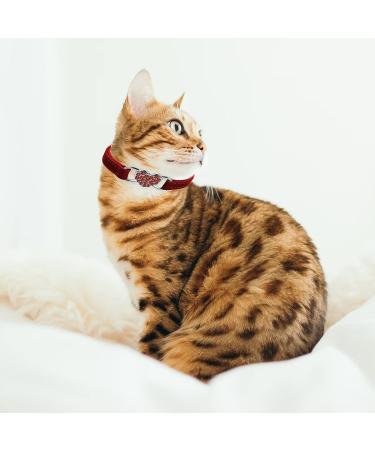 Cobee Bling Heart Cat Neck Band with Bell - Adjustable Rhinestone Pet Collar for Small Cats & Dogs - Safe & Stylish (Red) - Buy Online on SooperMarket.com