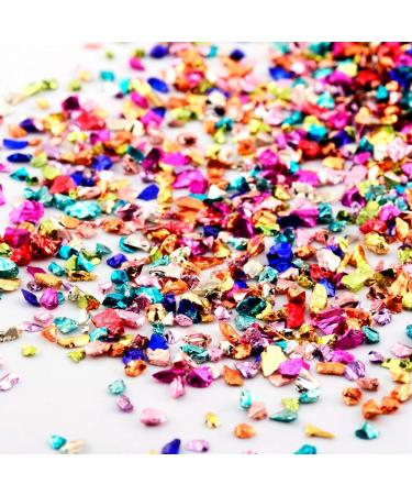 Crushed Glass Irregular Metallic Mini Chips Sprinkles Chunky Glitter Multicolor 100g 0.5-2.5mm for Nail Arts Craft DIY Vase Filler Epoxy Resin Mold Jewelry Making Decoration (Multicolor 0.5-2.5mm) Multicolor 0.5-2.5mm