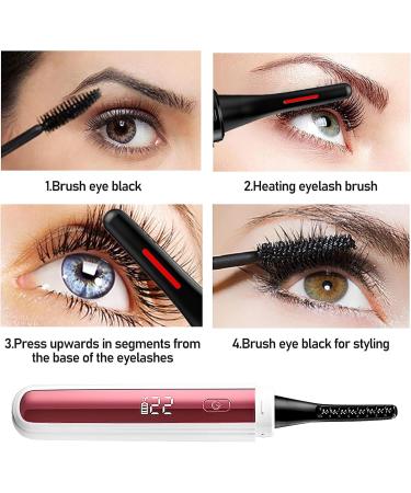 Heated Eyelash Curler Electric Eyelash Curler with 8 Seconds Quick Heating 4 Temperature Modes Anti-Burn Eyelash Brush Heated Eyelash Curler Long-Lasting Styling - Buy Online on SooperMarket.com