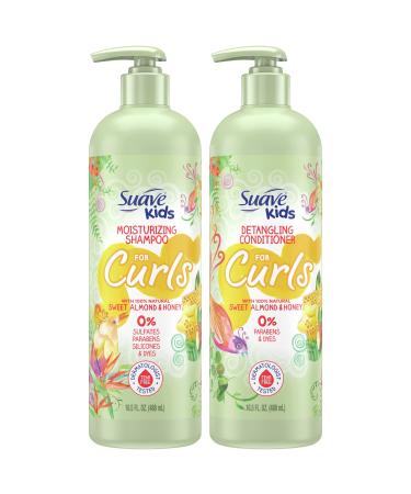 Suave Kids Shampoo and Conditioner Set - Kids Curly Hair Products Infused with Sweet Almond & Honey Moisturizing Shampoo and Detangling Kids Conditioner 16.5 Oz Ea (2 Piece Set)