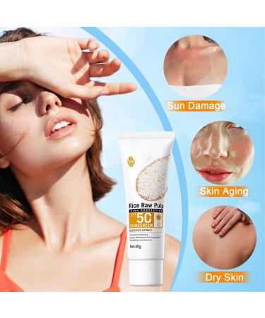 Rice Korean Sunscreen SPF 50+ | Organic Hydrating Moisturizer for Face & Body | No White Cast All Skin Types - Buy Online on SooperMarket.com