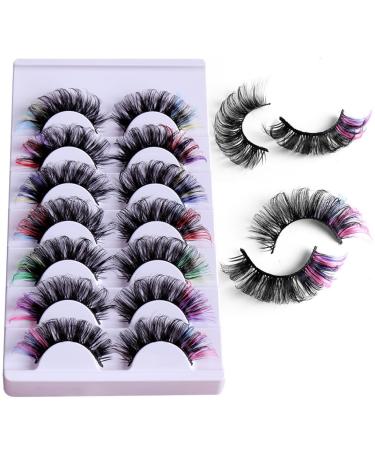 Fluffy Colored False Eyelashes | Voluminous Wispy Russian Strip Lashes in 7 Colors - Faux Mink D Curl - Buy Online on SooperMarket.com
