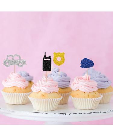 24Pcs Police Cupcake Toppers Police Officer Cupcake Toppers for Boy Colorful Glitter Policemen Cupcake Picks for Baby Shower Police Birthday Party Decoration - Buy Online on SooperMarket.com