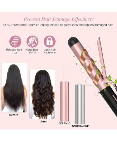 5-in-1 Curling Iron Set with Crimper & Waver | 4 Interchangeable Barrels | Instant Heating | Anti-Scald | Pink - Buy Online on SooperMarket.com