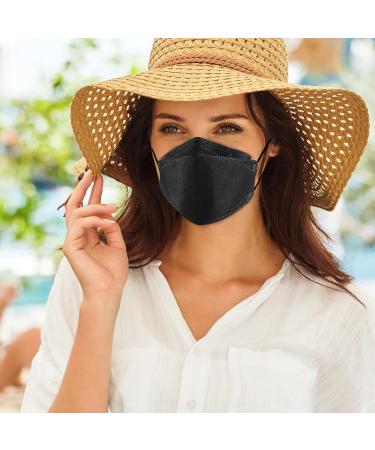 100 PCS Black KF94 Face Masks with Nose Clip - Breathable 4-Ply Disposable Dust Mask for Men & Women - Adjustable Earloop - Buy Online on SooperMarket.com