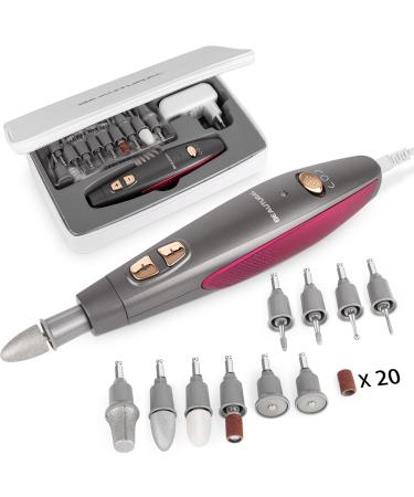 Beautural manicure/pedicure set electrical professional nail miller with 10 attachments nail care set with LED light for care for hands and feet gray