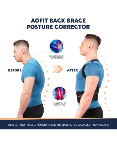 AOFITBRACE Back Brace Posture Corrector for Women and Men Breathable Adjustable Full Back Straightener for Upper Lower Medium Black - Buy Online on SooperMarket.com
