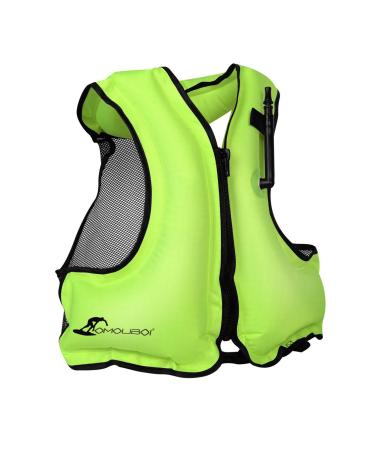 OMOUBOI Floatage Jackets Inflatable Snorkel Vest Adult Swimming Jacket for Diving Surfing Swimming Outdoor Water Sports Suitable for 90-220lbs (Green)