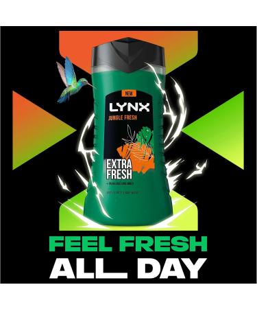 Lynx Jungle Fresh 3-in-1 Body Wash hair face and body cleanser with a palm leaves & amber scent for a refreshing shower 6x 500 ml - Buy Online on SooperMarket.com