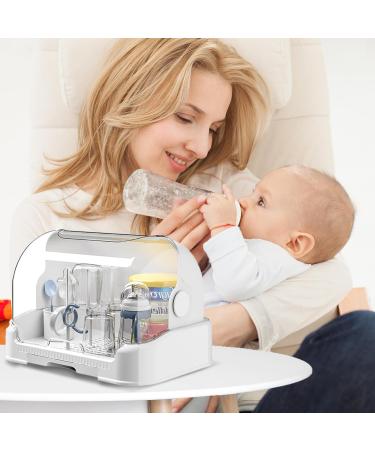 Bottle Sealing Discs Large Bottle Drying Rack with Cover & Removable Drain Tray Dustproof Baby Bottle Organizer Portable Baby Bottle Rack Dryer Grey - Buy Online on SooperMarket.com