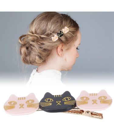 Cat Hair Clips - Resin Barrettes for Girls & Women | Cute, Sweet Hair Accessories for Daily, Party & Cosplay | Black/Pink - Buy Online on SooperMarket.com