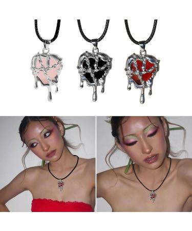 Shop Oralgos Irregular Heart Necklace - Trendy Crystal Collarbone Chain for Women & Girls - Fashionable Red Jewelry - Buy Online on SooperMarket.com