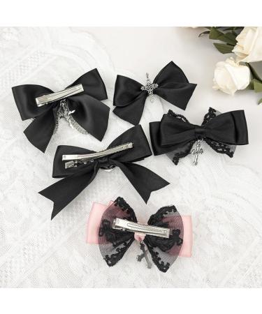 Gothic Lace Hair Clip Bow Large Barrette Bow Flat Clips Barrette Hairpin Bow Elegant Hair Clip for Bunches - Buy Online on SooperMarket.com