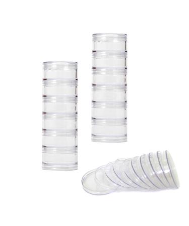 Paylak Storage Stackable Interlocking Clear Containers 12 with Lids 2 inches 2  Round