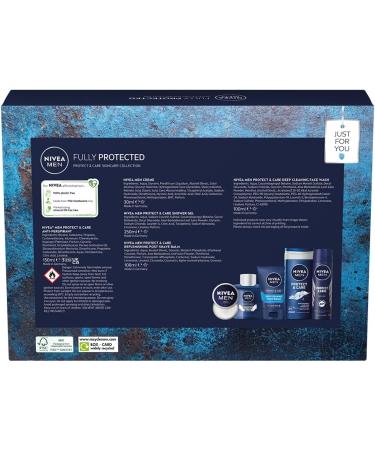 NIVEA MEN Fully Protected Gift Set (5 Pieces) Men's Toiletry Gift Set Includes Shower Gel Face Wash Moisturising Cream After Shave Balm and Anti-Perspirant - Buy Online on SooperMarket.com