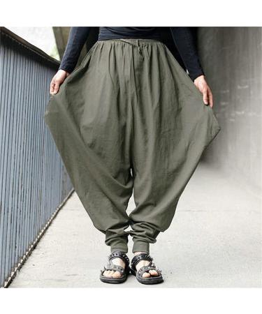 Mens Casual Elastic Waist Yoga Harem Pants - Army Green X-Large - Buy Online on SooperMarket.com