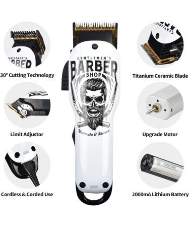 BESTBOMG Professional Cordless Hair Clippers Kit with 6 Guide Combs - Rechargeable Beard Trimmer for Men/Father/Husband/Boyfriend - Y4-White - Buy Online on SooperMarket.com