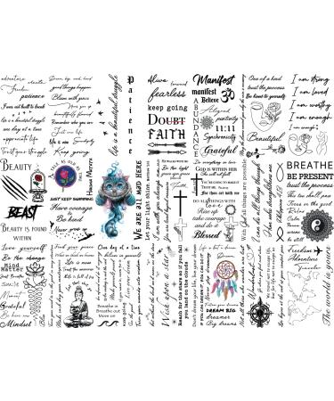 IMPRESSED Realistic Self Care Temporary Tattoos - 42 Custom Sheets with Inspirational Affirmation Words and Motivational Quotes - Buy Online on SooperMarket.com