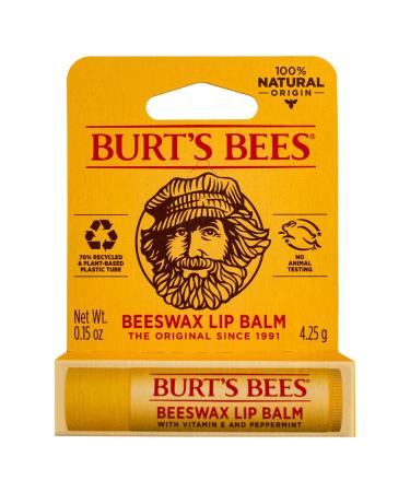 Burt's Bees Beeswax Lip Balm Tube - 0.15 Ounces each (Pack of 6)