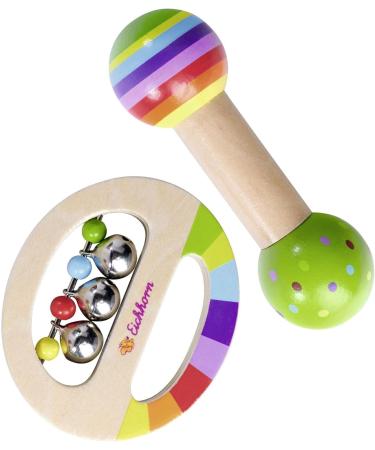 Eichhorn 2-Piece Music Set - Colorful Wooden Instruments with Bells & Stick Ideal for Kids 1 Year & Up - International Shipping Available - Buy Online on SooperMarket.com