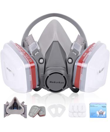 MODUSKYE Reusable Respirator Reusable Half Facepiece Respirator with 6 Active Cotton Respirator Filters Against Painting Dust Sanding Polishing Spraying