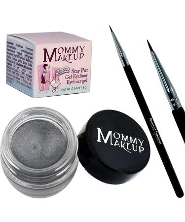 Mommy Makeup Bundle - Save 20% Waterproof Stay Put Gel Eyeliner in Steel Magnolia + Pointed Eyeliner Brush