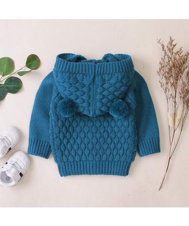 Puseky Baby Knit Sweater with Hooded Ears - 6-12 Months, Denim Blue - Buy Online on SooperMarket.com