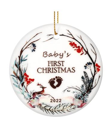 SENKENA, Babys First Christmas Ornament 2022, Baby - 3" Ceramic Ornament B-baby's First Chirstmas