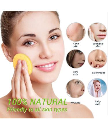 12pcs Facial Wooden Sponges - Compact Round Beauty Makeup Tools | Perfect for All Skin Tones - Yellow - Buy Online on SooperMarket.com