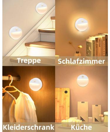 Flowood Night Light with Motion Detector - 4 LED Stair Lights for Kids' Rooms Hallways Bedrooms Kitchen & Cabinets - Battery Operated Warm White T031-W4 - Buy Online on SooperMarket.com
