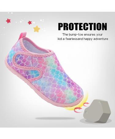 Kids Lightweight Water Shoes | Quick Dry Sneakers for Beach/Swimming | 6.5-7 Toddler Pink Scales - Buy Online on SooperMarket.com