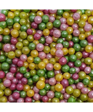 A Pinch Of... Glimmer Pearls - Blossom - 30g. A beautiful Spring mix pearls ideal for ice creams cookies truffles cakes and bakes. Just enough for a single bake. (Glimmer Blossom)