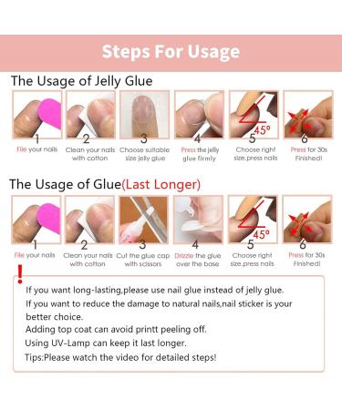 WOOXDYUK Nail Art Set - 24 French Tip Press On Nails with Jelly Glue Nail Rub & Remover | Medium French Style Chain Nails for Perfect Nail Art - Buy Online on SooperMarket.com